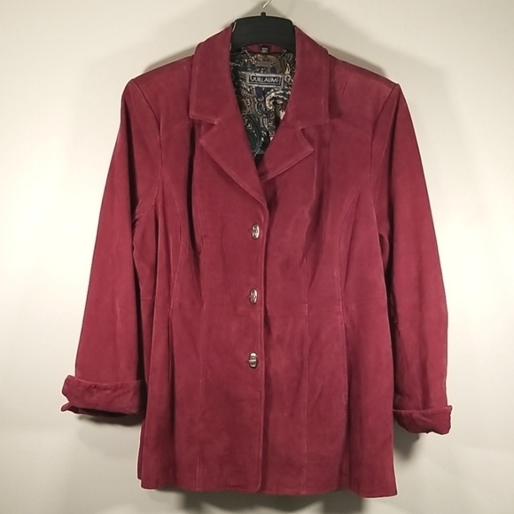 Guillaume Women's Suede Coat Size 1X Hip Length Red - Picture 7 of 7